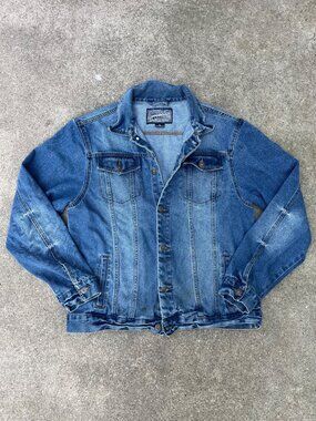 Vintage Style Brooklyn Cloth Jean Jacket Denim Mens XL Indie Natural Distressing